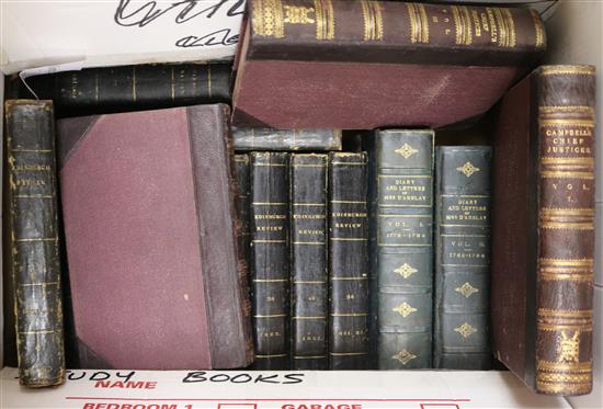 A box of 18th - 19th century leather and cloth bindings